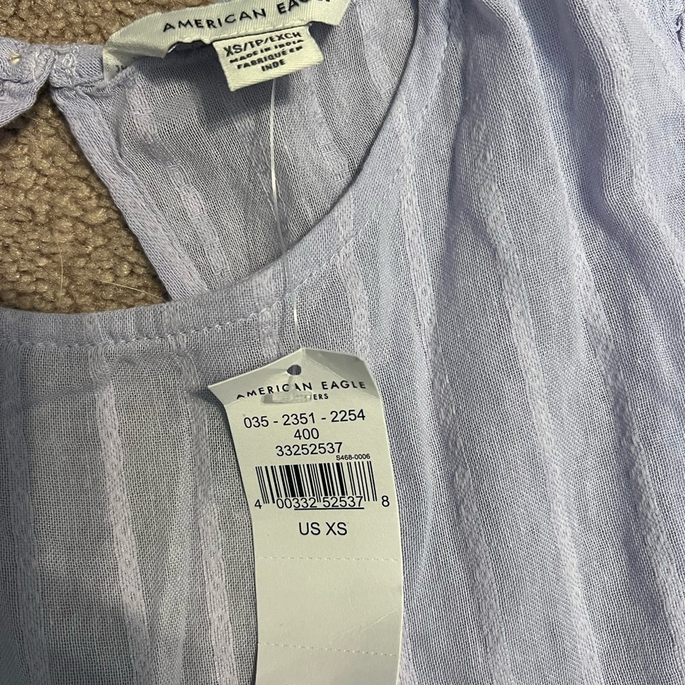 Women's Light Blue Striped Top AE - Picture 2 of 3